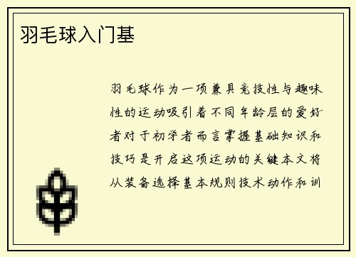 羽毛球入门基