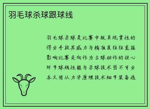 羽毛球杀球跟球线